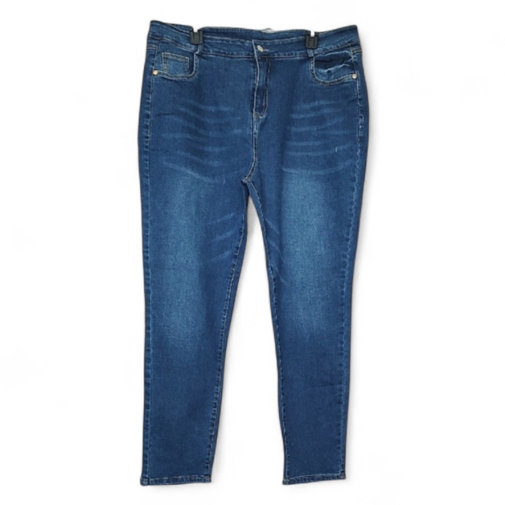 Blue Denim Jeans Unbranded Very Stretchy Straight Leg Sz 2XL Or 18 Ankle Jeans
